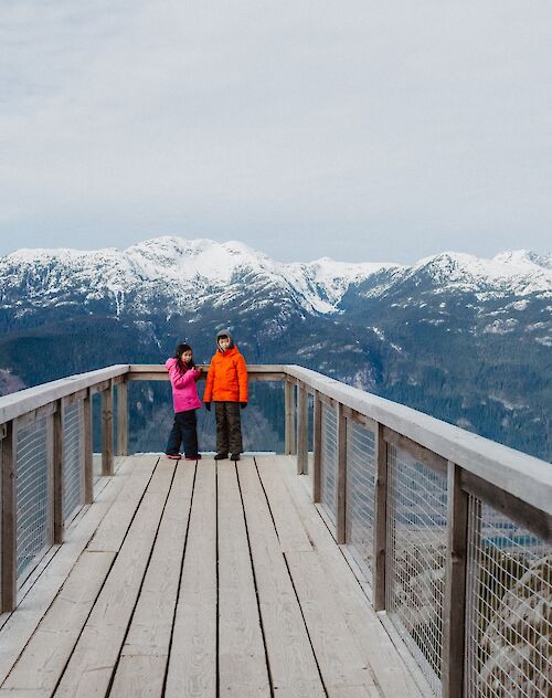 two children on the chief lookout platform