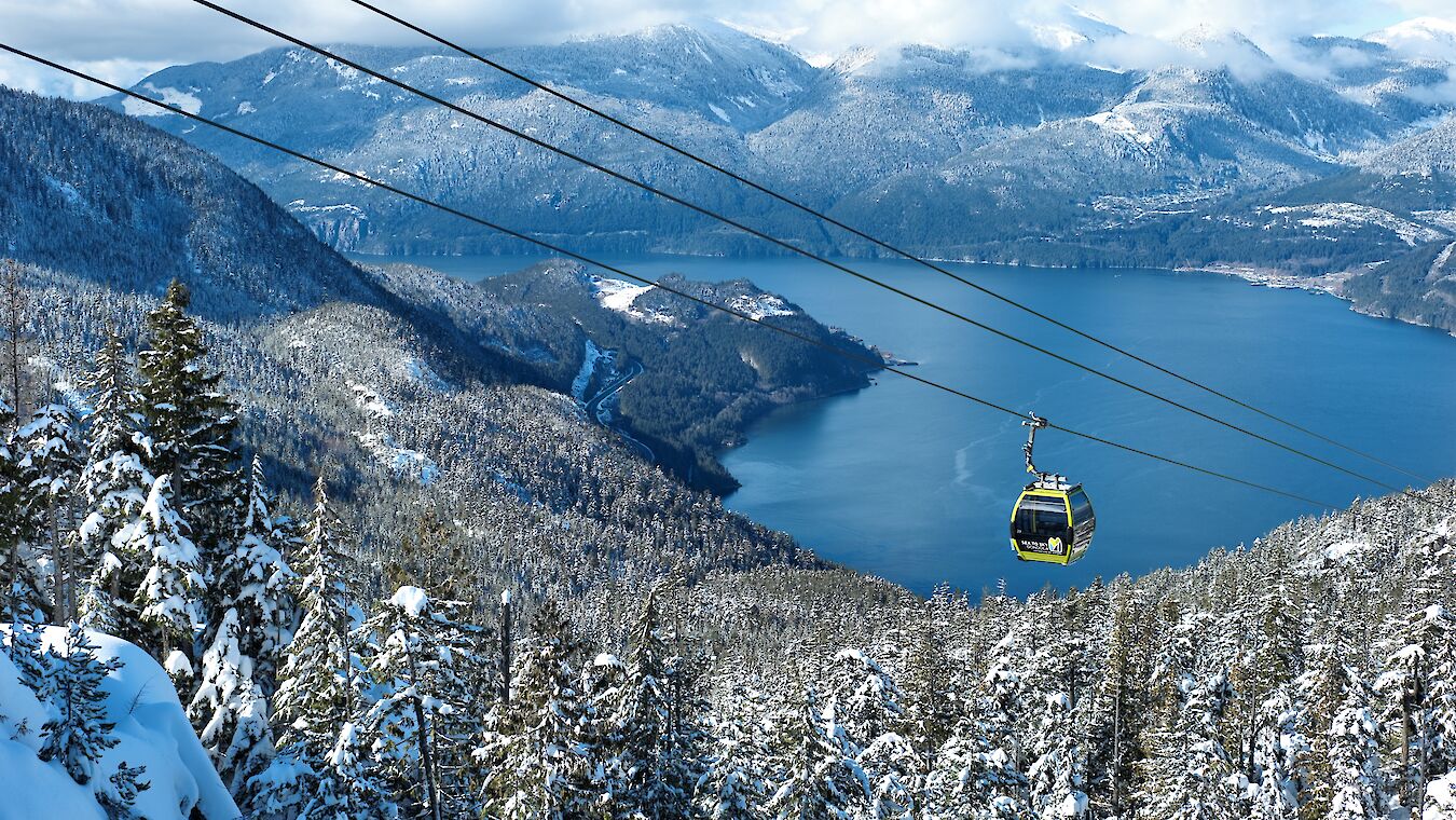 Sea to Sky Gondola with Howe Sound in background